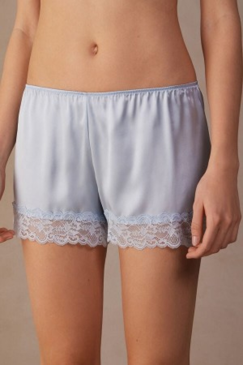 Intimissimi Silk Shorts Blauw | ZNLMJ69702